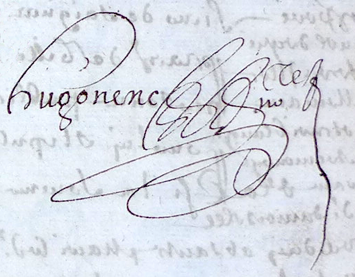 Signature d'Estienne Hugonenc en 1659